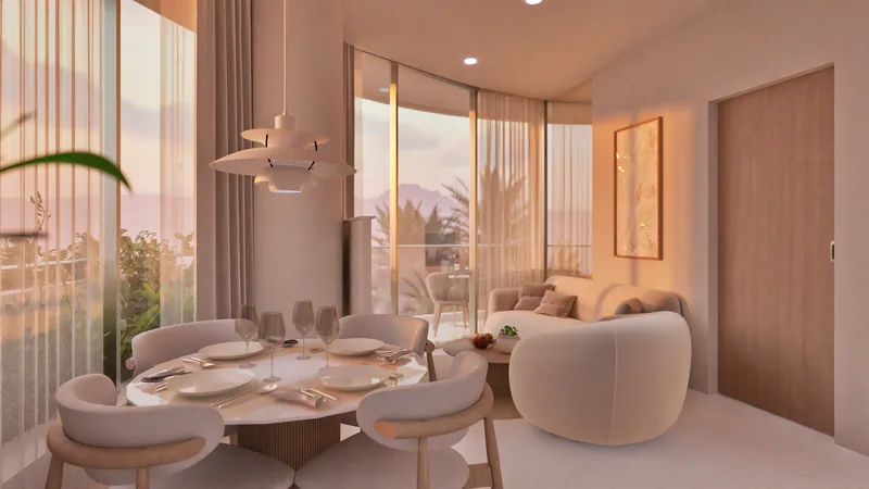 One-bedroom apartment at Millennium in the evening