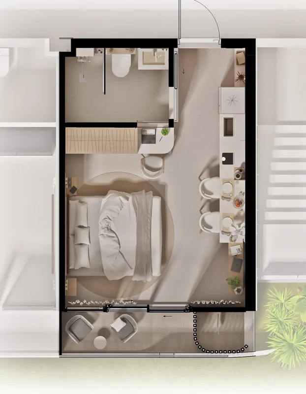 Plan meublé Studio, 24,43–30 m², Millennium Condominium Bang Tao