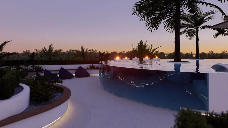 Millennium rooftop infinity pool in the evening